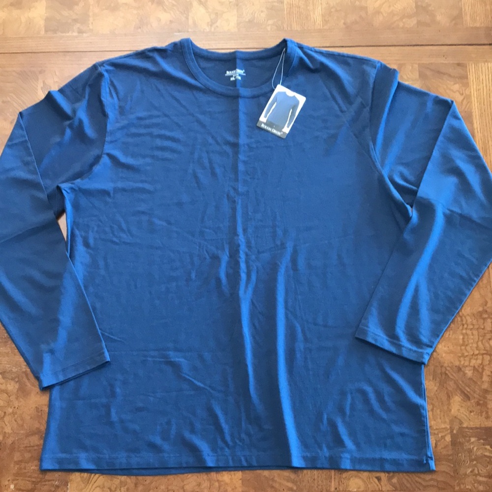 NWT Rough Dress Blue Long Sleeve Cotton Stretch Tee Basic Shirt Size XXL